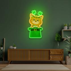 cat lucky saint patricks day artwork led neon sign light 1 2