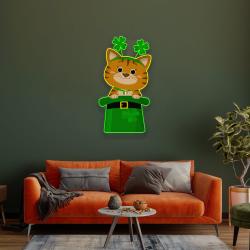 cat lucky saint patricks day artwork led neon sign light 1 3
