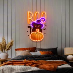 cat pumpkin halloween artwork led neon sign light 1