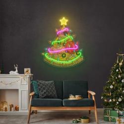 christmas pizza tree led neon sign light 1