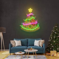 christmas pizza tree led neon sign light 2