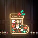 christmas stocking led neon sign with holiday icons 0