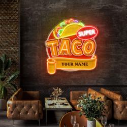 custom brand name taco mexican food restaurant decor artwork led neon sign light 2