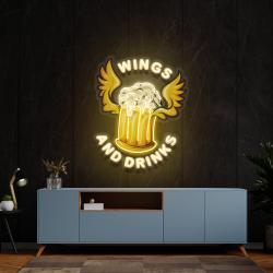 custom logo beer drinks and wings mascot artwork led neon sign light 2