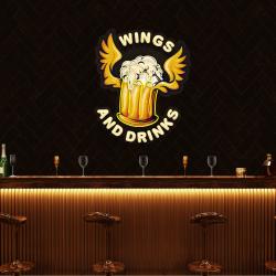 custom logo beer drinks and wings mascot artwork led neon sign light 3