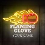 custom logo flaming glove boxing club artwork led neon sign light 0