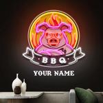 custom mascot of pig for bbq in badge artwork led neon sign light 0
