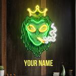 custom name alien dreadlock king weed smoke artwork led neon sign light 0
