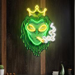 custom name alien dreadlock king weed smoke artwork led neon sign light 1