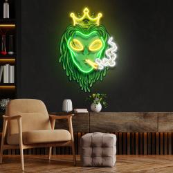 custom name alien dreadlock king weed smoke artwork led neon sign light 2