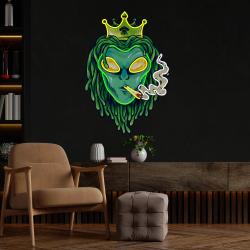 custom name alien dreadlock king weed smoke artwork led neon sign light 3