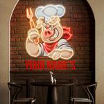 custom name chef pig with evil smile artwork led neon sign light 0