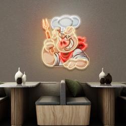 custom name chef pig with evil smile artwork led neon sign light 2