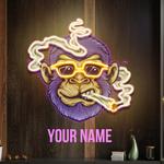 custom name cool monkey stoner cannabis smoking artwork led neon sign light 0
