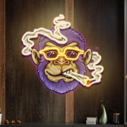 custom name cool monkey stoner cannabis smoking artwork led neon sign light 1