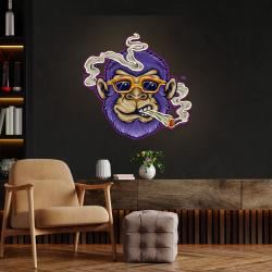 custom name cool monkey stoner cannabis smoking artwork led neon sign light 3