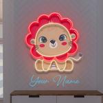 custom name cute baby lion artwork led neon sign light 0