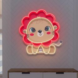 custom name cute baby lion artwork led neon sign light 1