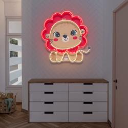 custom name cute baby lion artwork led neon sign light 2