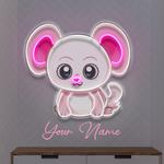 custom name cute baby pink mouse artwork led neon sign light 0