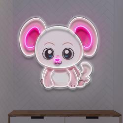 custom name cute baby pink mouse artwork led neon sign light 1