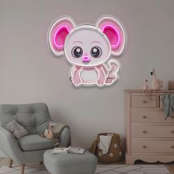 custom name cute baby pink mouse artwork led neon sign light 2