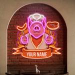 custom name cute chef pig delicious bbq meat logo artwork led neon sign light 0