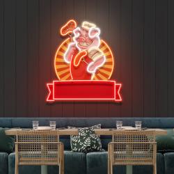custom name cute chef pig holding grill artwork led neon sign light 1