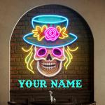 custom name dead day party sugar skull or halloween decor artwork led neon sign light 0