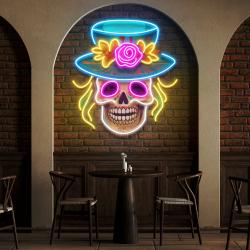 custom name dead day party sugar skull or halloween decor artwork led neon sign light 2