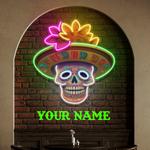 custom name dead day party sugar skull or halloween holiday artwork led neon sign light 1 0