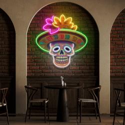 custom name dead day party sugar skull or halloween holiday artwork led neon sign light 1 2