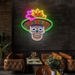 custom name dead day party sugar skull or halloween holiday artwork led neon sign light 1 3