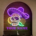 custom name dia de muertos mexican sugar skull artwork led neon sign light 0