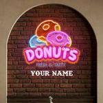 custom name fast food restaurant with donut led neon sign light 0