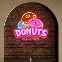 custom name fast food restaurant with donut led neon sign light 1