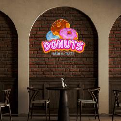 custom name fast food restaurant with donut led neon sign light 3