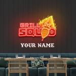 custom name grill squid artwork led neon sign light 0