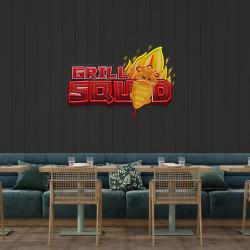custom name grill squid artwork led neon sign light 3