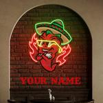 custom name mexican chili pepper cartoon mascot artwork led neon sign light 0
