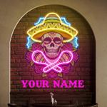 custom name mexican dia de los muertos skull artwork led neon sign light 0