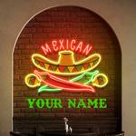 custom name mexican restaurant sombrero hat artwork led neon sign light 0