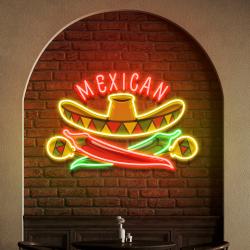 custom name mexican restaurant sombrero hat artwork led neon sign light 1