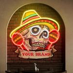 custom name mexican with skull artwork led neon sign light 0