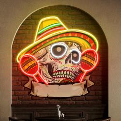 custom name mexican with skull artwork led neon sign light 1