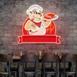 custom name pig chef bbq artwork led neon sign light 1