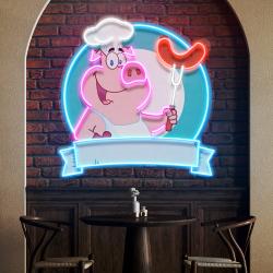 custom name pig food logo artwork led neon sign light 1