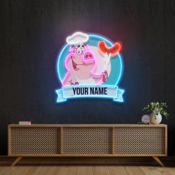 custom name pig food logo artwork led neon sign light 2
