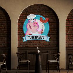 custom name pig food logo artwork led neon sign light 3