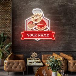 custom name pig with meat dishes for bbq restaurants artwork led neon sign light 2